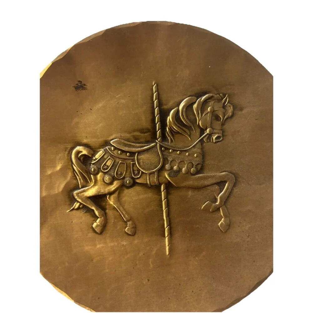 Vintage Wendell August Forge Solid Bronze Carousel Horse Plate Tray 8” USA